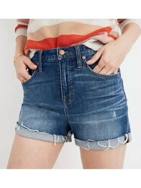 NEW Madewell High Rise Raw Hem Denim Shorts Size 29